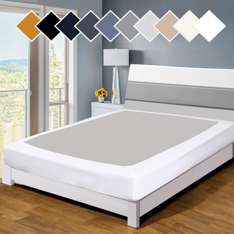 Twin Six Premium Bed Box Spring Cover Update Bed Skirt Wrap Around Cover, Mattress Cover, King/California, White - Image 1